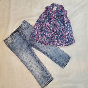 Girls 2T outfit. Arizona Sparkle Jeans & Osh Kosh B'gosh Top